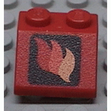 Part 3039pb004 Red Slope 45 2 x 2 with Classic Fire Logo Pattern Part 3039pb004 Red Slope 45 2 x 2 with Classic Fire Logo Pattern